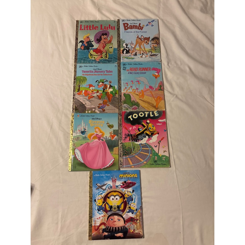 Little Golden Books Childrens Book Lot 7 Bambi Sleeping Beauty Tootle Good Mixed